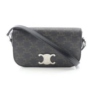 Celine Triomphe Crossbody Shoulder Bag Canvas Leather Black